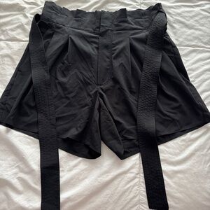 Black loose tie front Athlete shorts